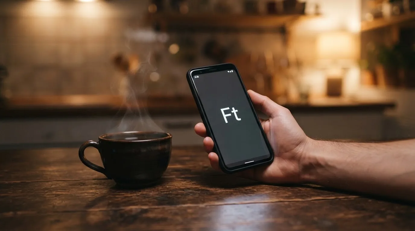 Kéz tart egy mobiltelefont egy csésze tea mellett a konyhaasztalon egy nyugodt estén — kaszinó szerencsejáték magyarországon